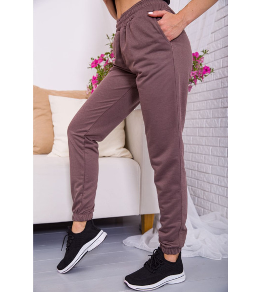 Женские спортивные штаны с манжетами, цвета мокко, 102R292