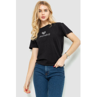 Футболка женская с принтом, цвет черный, 221R3014