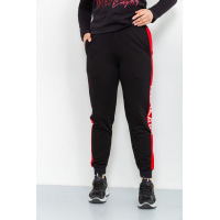 Спортивні штани жіночі двонитка, колір чорно-червоний, 219RB-3002