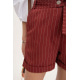 Шорты женские, бордовые, с высокой талией и карманами, 115R329-1