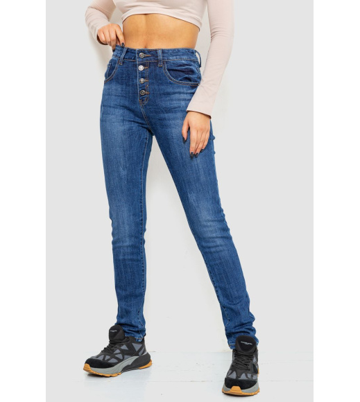 Джинсы женские с потертостями, цвет синий, 214R1417
