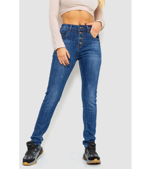 Джинсы женские с потертостями, цвет синий, 214R1417