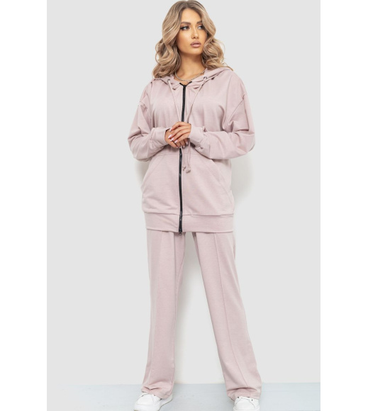 Спортивный костюм женский двухнитка с капюшоном, цвет светло-бежевый, 102R5186