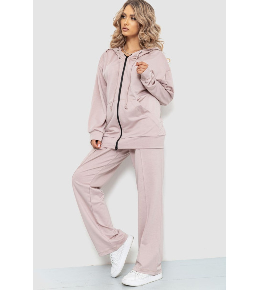 Спортивный костюм женский двухнитка с капюшоном, цвет светло-бежевый, 102R5186