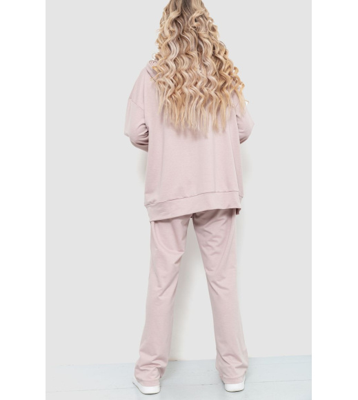 Спортивный костюм женский двухнитка с капюшоном, цвет светло-бежевый, 102R5186