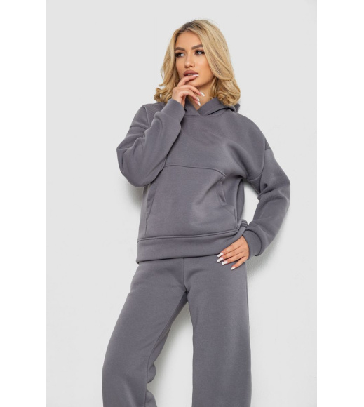 Спортивный костюм женский на флисе, цвет серый, 177R056