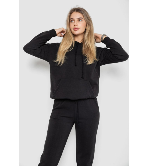 Спорт костюм женский на флисе, цвет черный, 241R1530