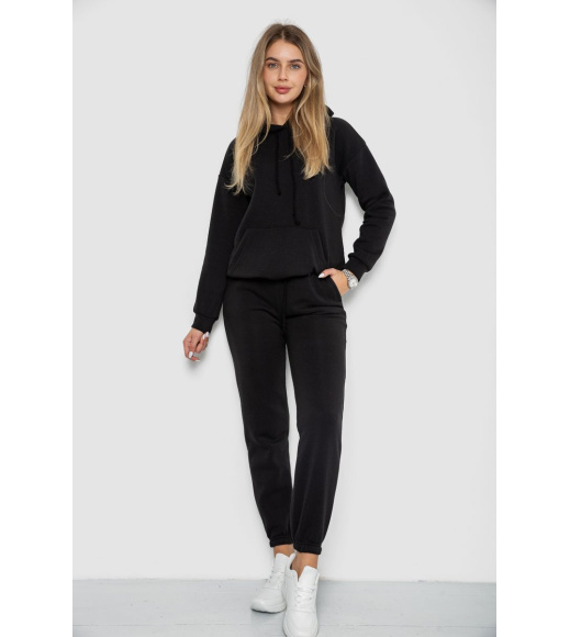 Спорт костюм женский на флисе, цвет черный, 241R1530