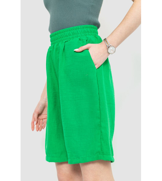 Шорты женские свободного кроя ткань лен, цвет зеленый, 177R023