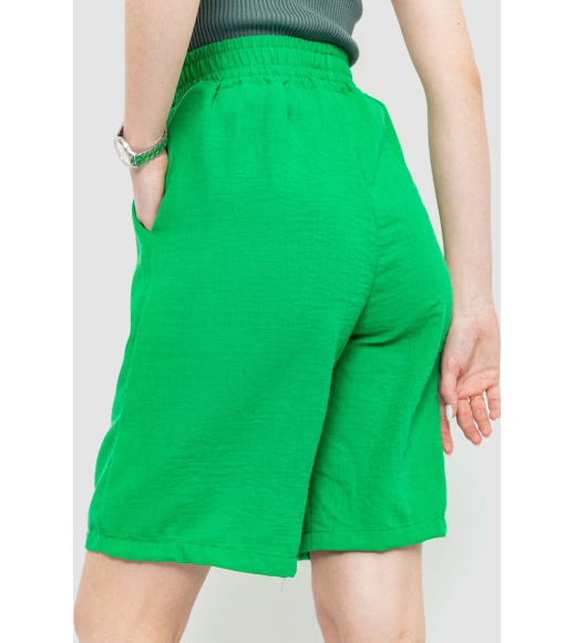 Шорты женские свободного кроя ткань лен, цвет зеленый, 177R023