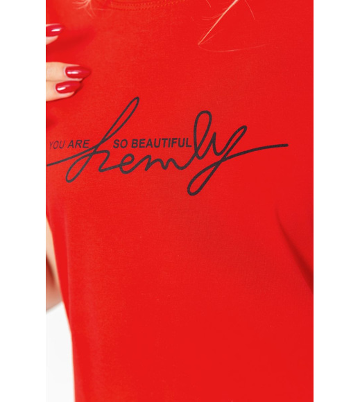 Футболка женская с принтом, цвет красный, 221R3017