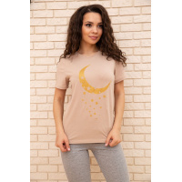 Бежевая женская футболка, из хлопка, 102R189