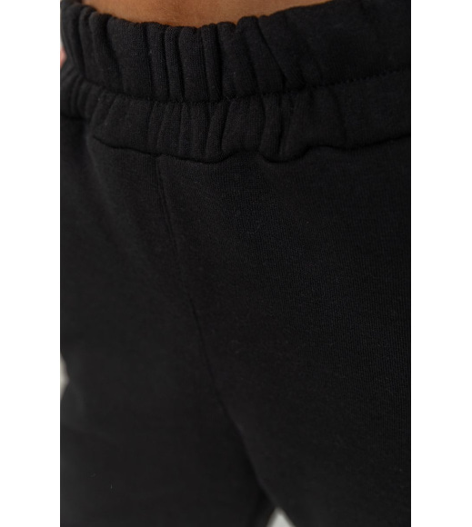 Спортивные штаны женские на флисе однотонные, цвет черный, 119R218