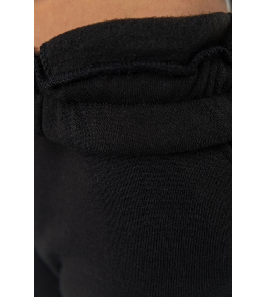 Спортивные штаны женские на флисе однотонные, цвет черный, 119R218
