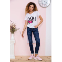 Туника белого цвета, с принтом, 167R005-2