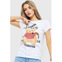 Футболка женская с принтом, цвет белый, 190R101