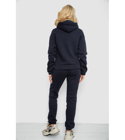 Спортивный костюм женский на флисе на молнии, цвет темно-синий, 247R1060