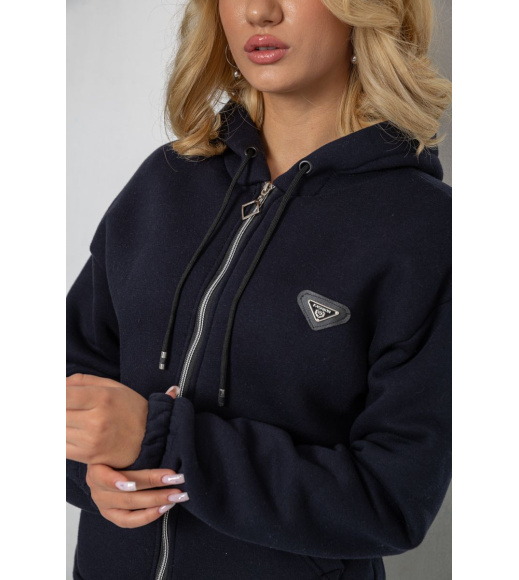 Спортивный костюм женский на флисе на молнии, цвет темно-синий, 247R1060