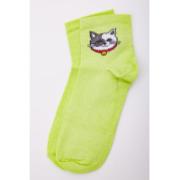 Женские носки, салатового цвета с принтом, средней длины, 167R346