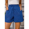 Свободные женские шорты на резинке, цвет Синий в горох, 172R21