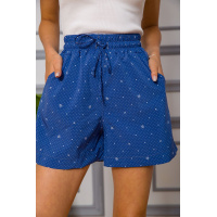 Свободные женские шорты на резинке, цвет Синий в горох, 172R21