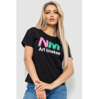 Футболка женская с принтом, цвет черный, 221R3007-1