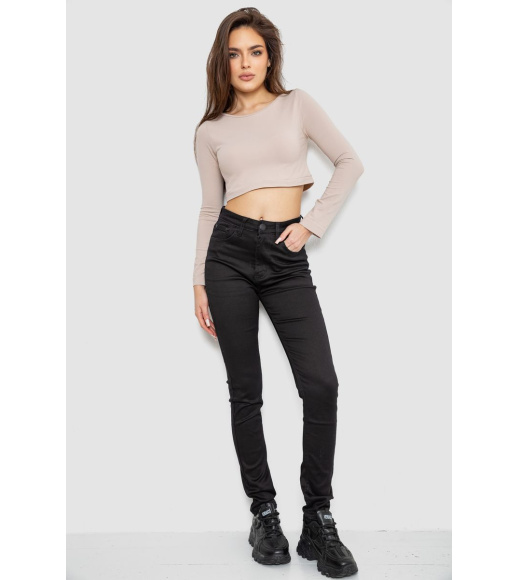 Джинсы женские стрейч, цвет черный, 244RM017