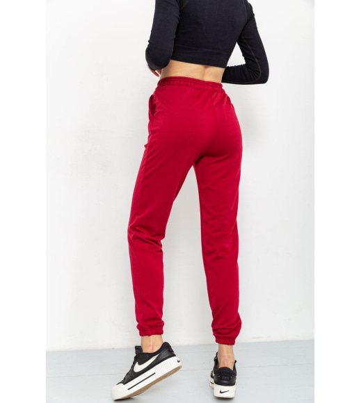 Спортивные штаны женские двухнитка, цвет бордовый, 129R1466