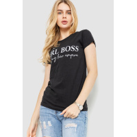 Футболка женская с принтом, цвет черный, 221R3060