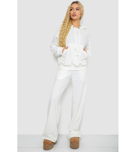 Спорт костюм женский велюровый свободного кроя, цвет молочный, 241R2001-20