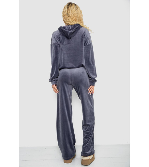 Спорт костюм женский велюровый свободного кроя, цвет серый, 241R2001-20