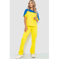 Костюм женский двухцветный повседневный, цвет желто-синий, 102R347