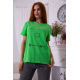 Жіноча футболка, салатового кольору з написом, 198R007