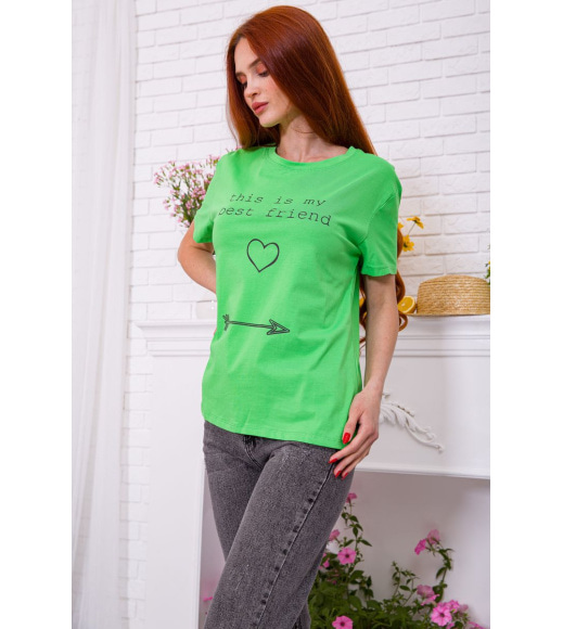 Женская футболка, салатового цвета с надписью, 198R007