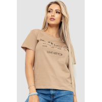 Футболка женская с принтом, цвет бежевый, 221R3005-1