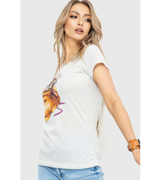Жіноча футболка, колір світло-сірий, 190R104