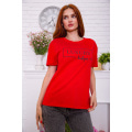 Женская футболка, красного цвета с принтом, 198R014