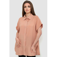 Рубашка женская однотонная на пуговицах, цвет пудровый, 102R5230