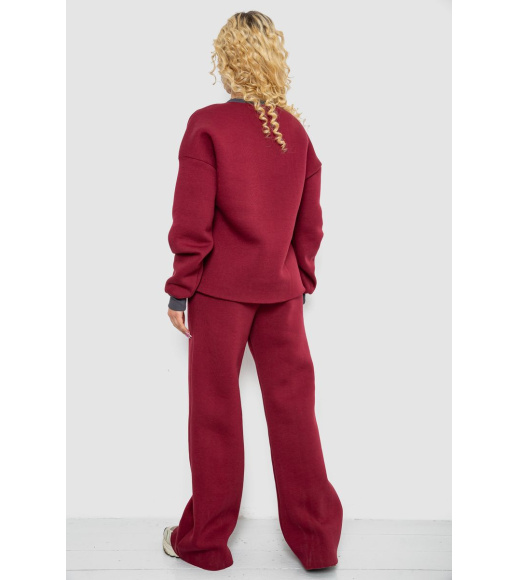 Спортивный костюм женский на флисе, цвет бордовый, 102R7733