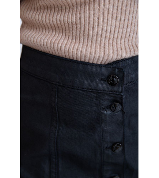 Джинсовая мини-юбка, черного цвета, на пуговицах, 164R101