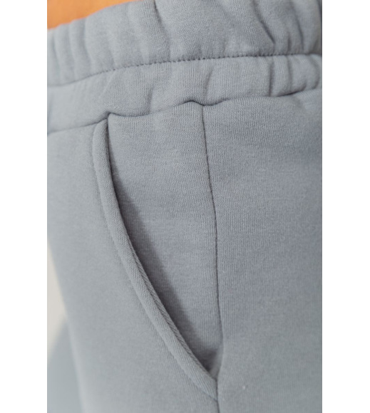 Спортивные штаны женские на флисе однотонные, цвет серо-оливковый, 119R218