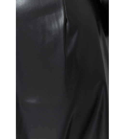 Спідниця прямого крою з екошкіри, колір чорний, 214R620-1