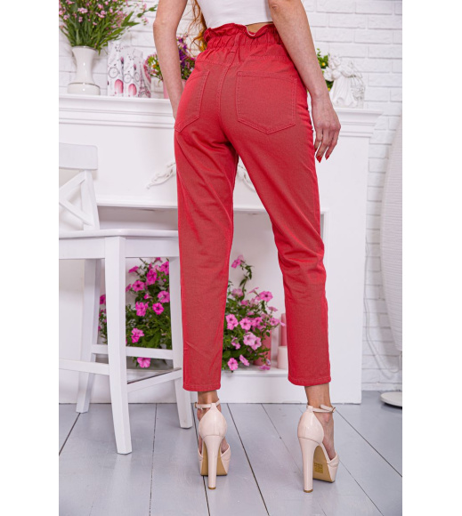 Женские прямые джинсы МОМ, красного цвета, 164R2010