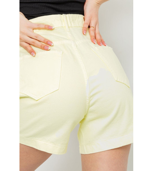 Джинсові однотонні жіночі шорти, колір лимонний, 214R3020