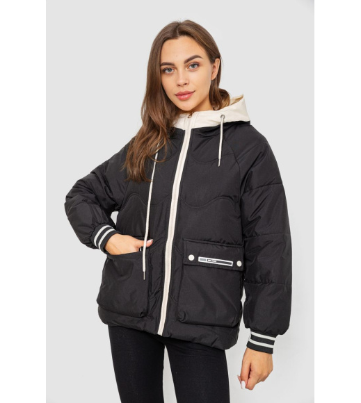 Куртка женская демисезонная с рукавом реглан, цвет черный, 244R8023