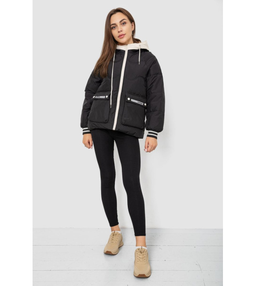 Куртка женская демисезонная с рукавом реглан, цвет черный, 244R8023