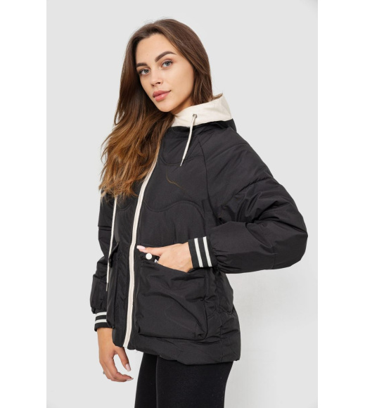 Куртка женская демисезонная с рукавом реглан, цвет черный, 244R8023