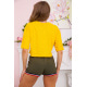 Жіноча футболка вільного крою, жовтого кольору з принтом, 117R1020
