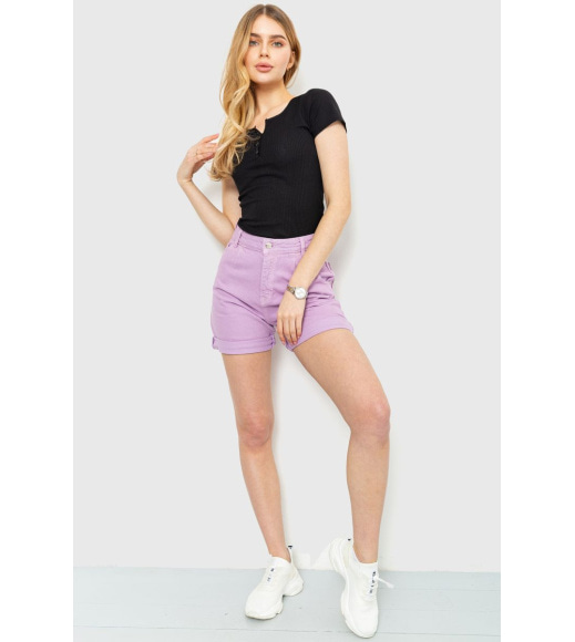 Джинсовые женские шорты, цвет сиреневый, 214R1035
