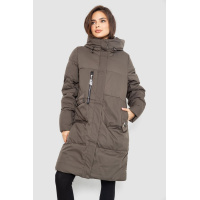 Пуховик женский удлиненный, цвет коричневый, 243R2322
